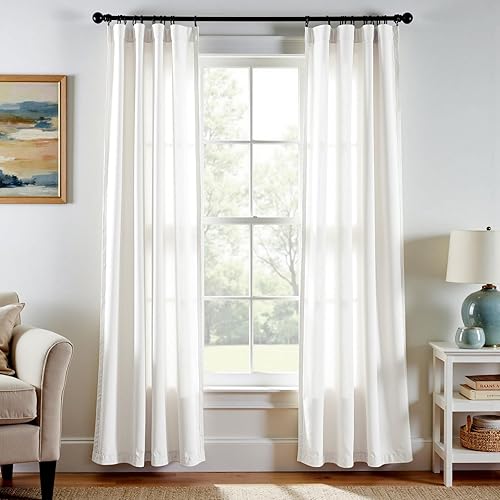 Jinchan Cortinas de mezcla de lino, 38 pulgadas de ancho x 84 de largo, bolsillo de cortinero, pestaña trasera, para casa de granja, habitación,