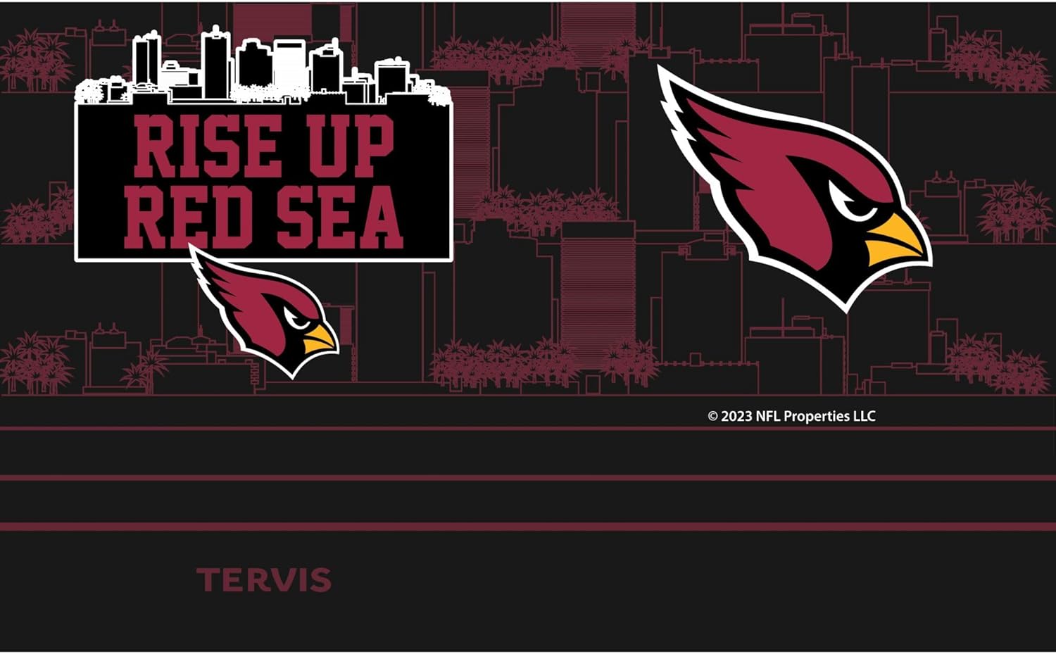 Tervis Traveler NFL Arizona Cardinals - Rise Up Red Sea Slogan Triple Insulated Tumbler Travel Cup Keeps Drinks Cold & Hot, 20oz, Stainless Steel - Image 2