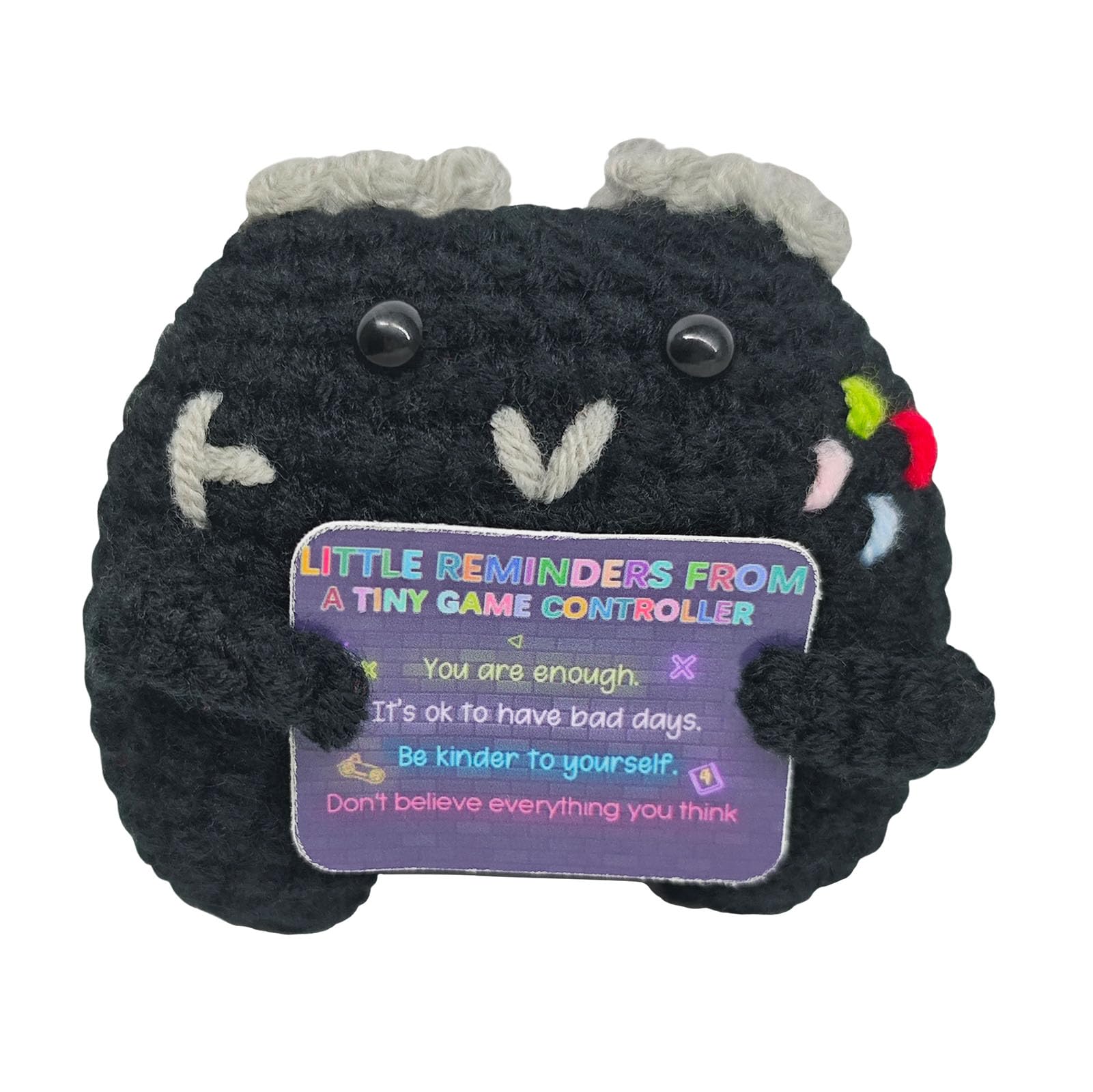 Positive Crochet Controller Gifts for Teen Girls Teen Boys,Positive Vibe Gift Son,Brother,Gamer,Adults,Handmade Emotional Support Controller Gift for