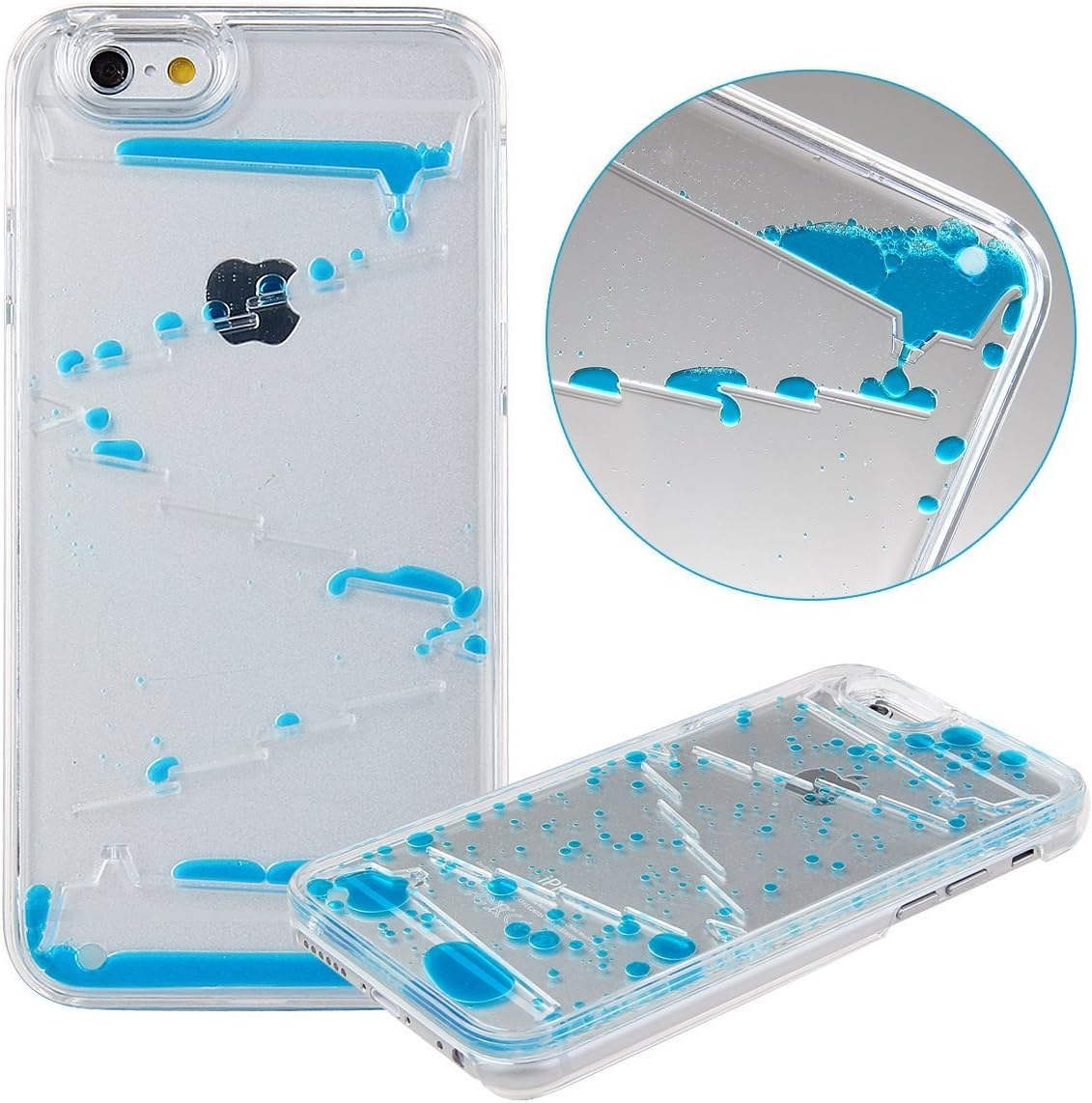 iPhone 6 6S Case,Blue Creative Flowing Liquid Water Drop Magic Maze Transparent Hard 3D Liquid Case Cover Shell for Apple iPhone 6 6S 4.7 inch