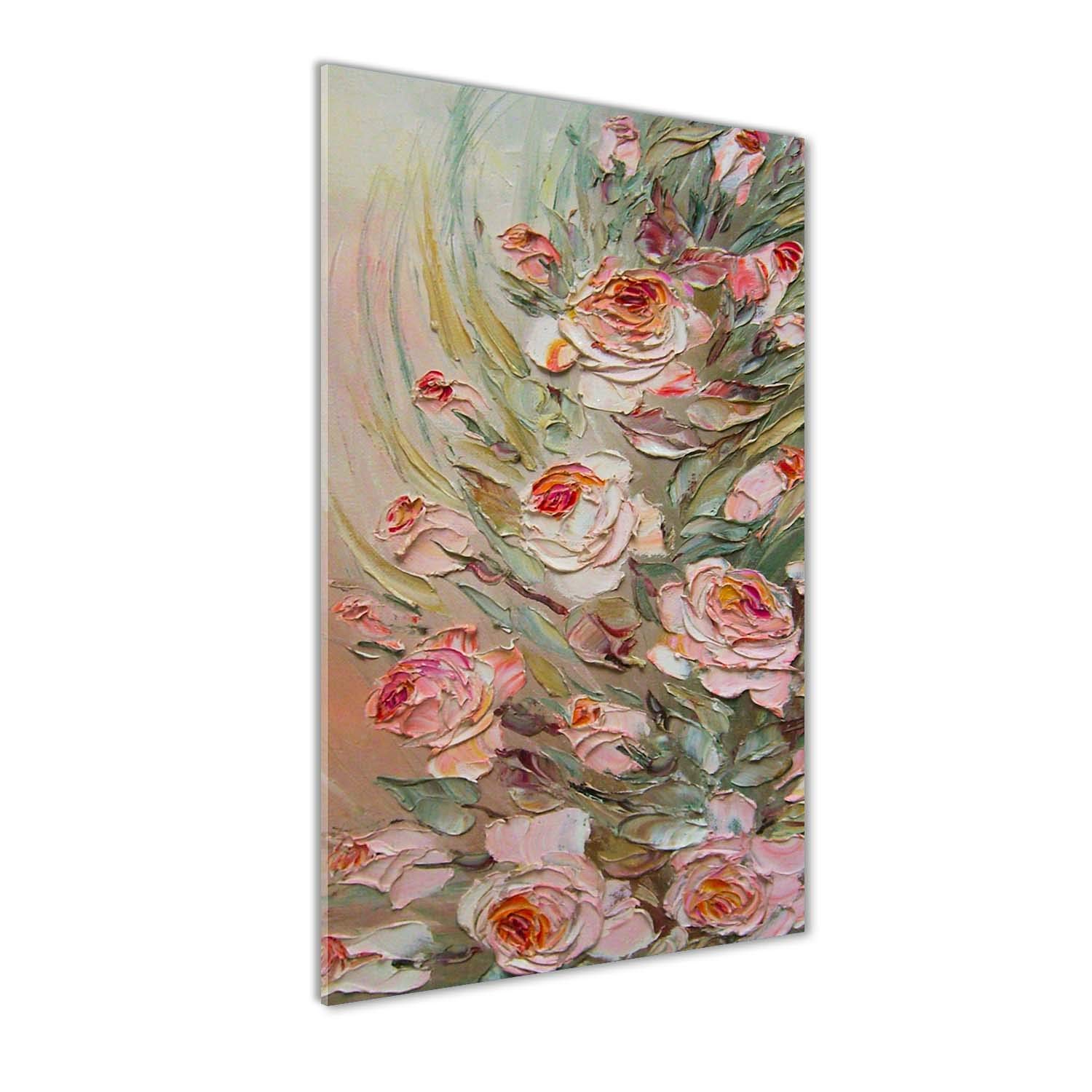 Tableau photo de roses 60x120 cm pour masquer un mur vide de cuisine