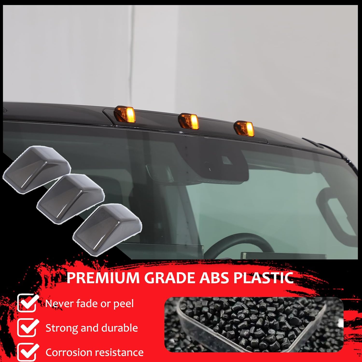 for Hummer EV Cab Roof Marker Lights Top Clearance Running Lights Compatible with Hummer EV SUV Pickup 2022-2024 2025 Smoked Cab Top Roof Light Clearance Marker Cover Lens (SUV/Smoked)