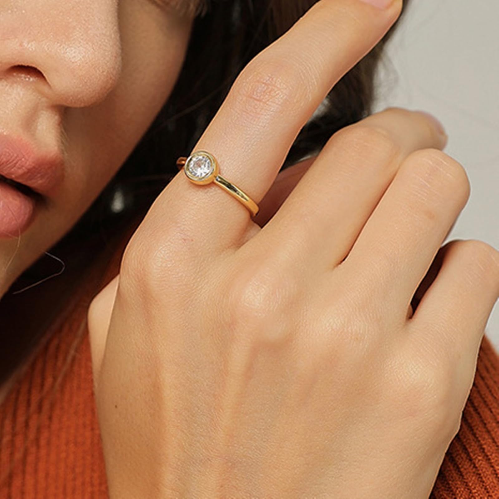 Anillo de mujer en oro solitario de oro para mujer, oro amarillo auténtico de 9 K/14 K/18 K con 0,4 ct moissanite
