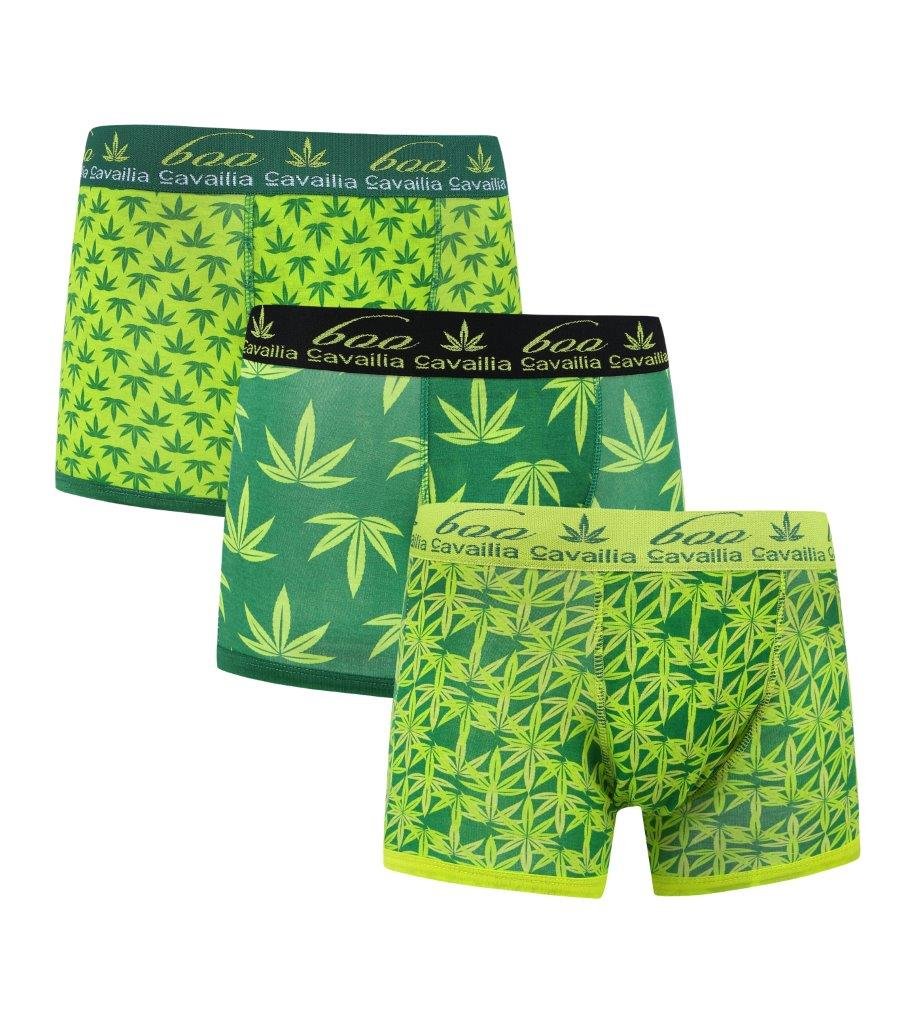 Goldstar® Men's Weeds Leaves Cotton Rich Underwear Trunks Boxer Shorts Hipster Pack of 3, Medium, Green