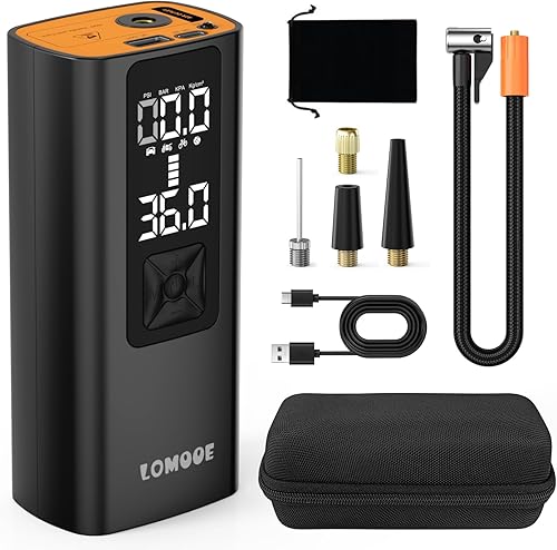 Bomba de aire portátil, inflador de neumáticos de batería grande de 150 Psi y 6000 mAh, compresor de aire portátil, pantalla LCD precisa, inflador