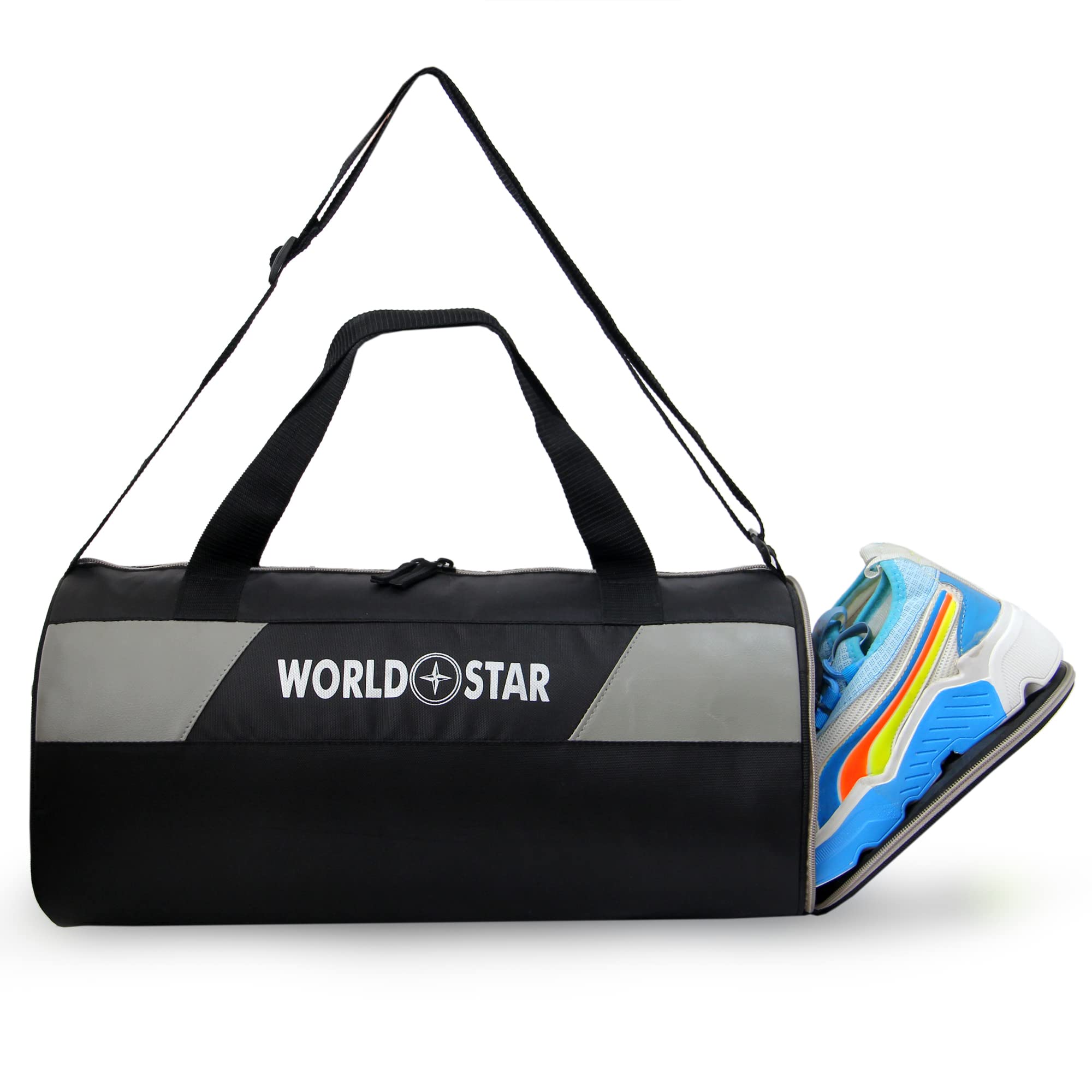 Gym Bag (Black) Duffle Bag with Shoe Compartment, Detachable Shoulder Strap with Quick Access Pocket-image-47