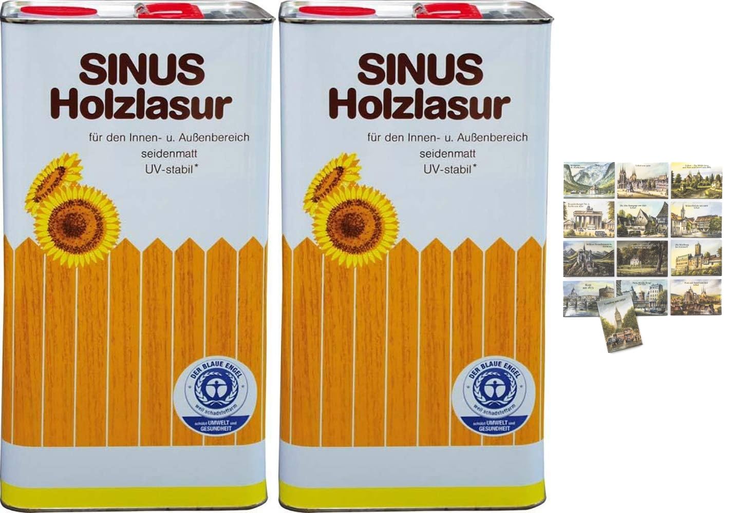 2x 5L SINUS Holzlasur Farbe KESSELDRUCKGRÜN + 1x Bildmagnet! Holzfarbe für optimalen Holzschutz aussen, für Holz-Zäune, 2x 5 Liter Holzschutzlasur Wetterfest für Außen & Innen, ähnl. Holzlack 10L