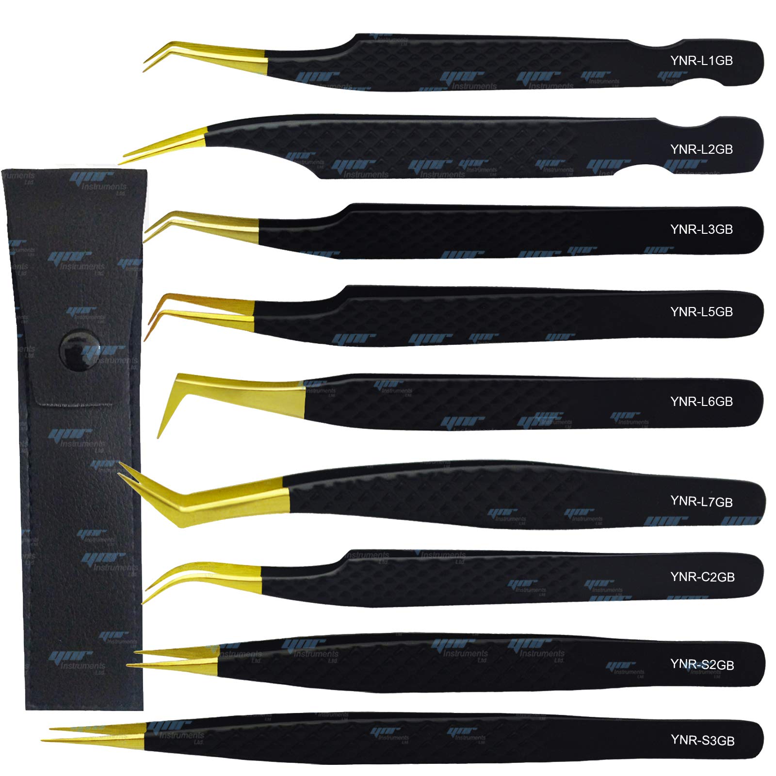 Pince pour extensions de cils YNR pince volume et précision en étui cuir