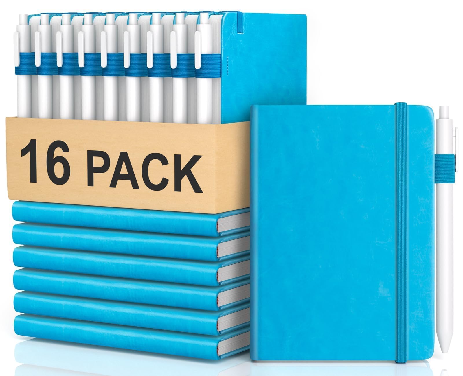 Cuadernos pequeños de bolsillo, paquete de 16 unidades, color azul océano, cuadernos de 3.7 x 5.7 pulgadas, cuadernos de diario de mariposas para mujeres y hombres, blocs de notas forrados de tapa
