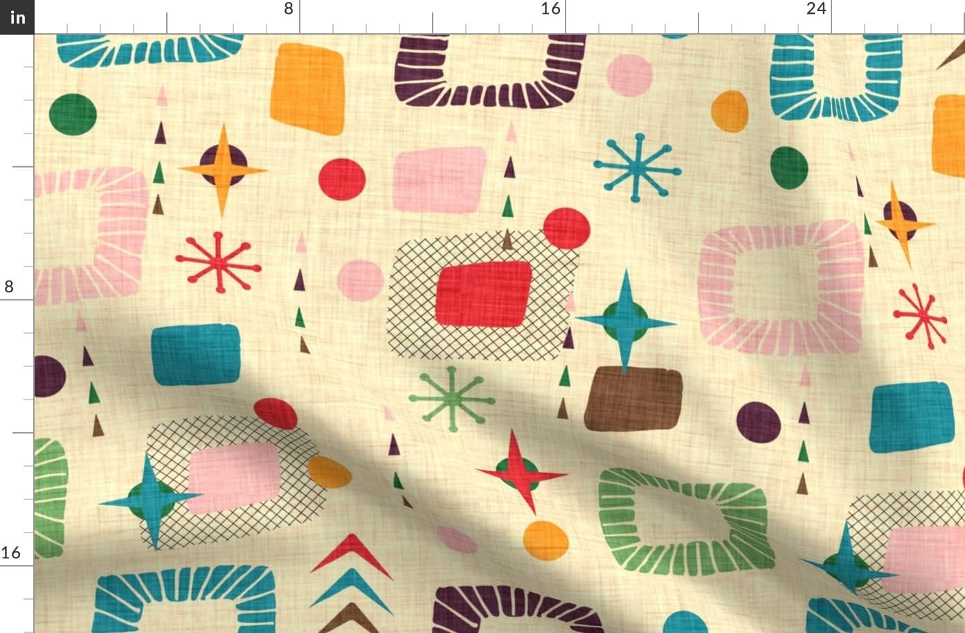 Spoonflower Fabric - Retro Mod Mid Century Modern 1950S Geometric Atomic Colorful Printed on Organic Cotton Sateen Fabric by The Yard - Sewing Quilting Apparel Home Decor