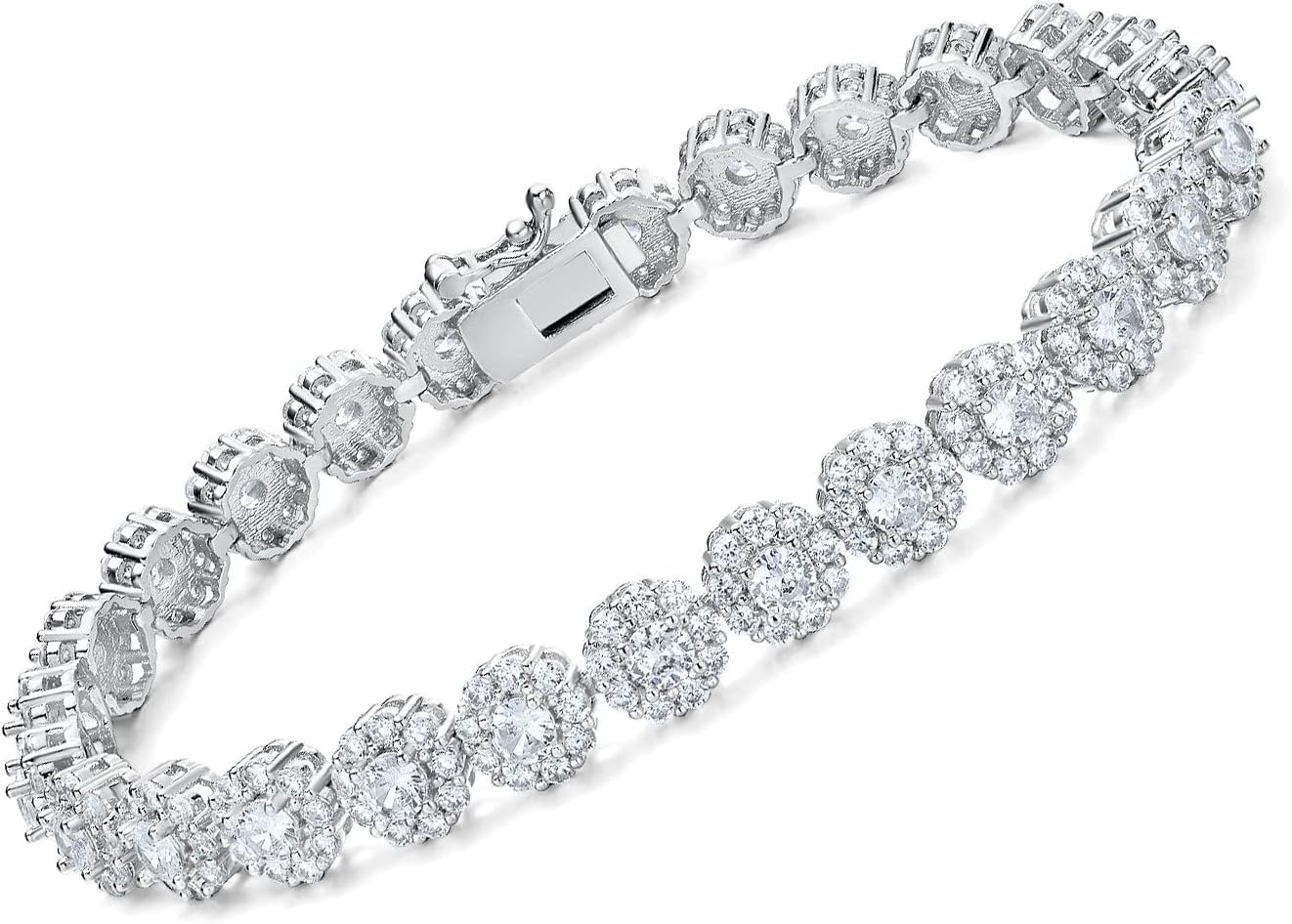 Gemsme Tennis Bracelet for Women 1 Row 18K Yellow Gold/White Gold Plated 5mm Round Cubic Zirconia Bracelets 6.5-8.5 inch