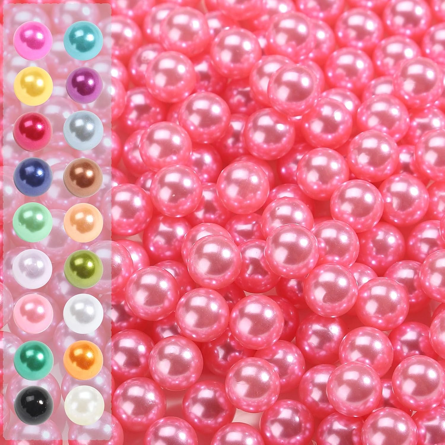 Vase Filler Pearls, 2200 Pcs No Hole Pearl Vase Beads, Plastic Fake Pearl for Crafting, Pearls for Makeup Brush Holder Beads, Tabble Scatter, Vase Decor, Wedding Birthday Party (Pink, 6mm)
