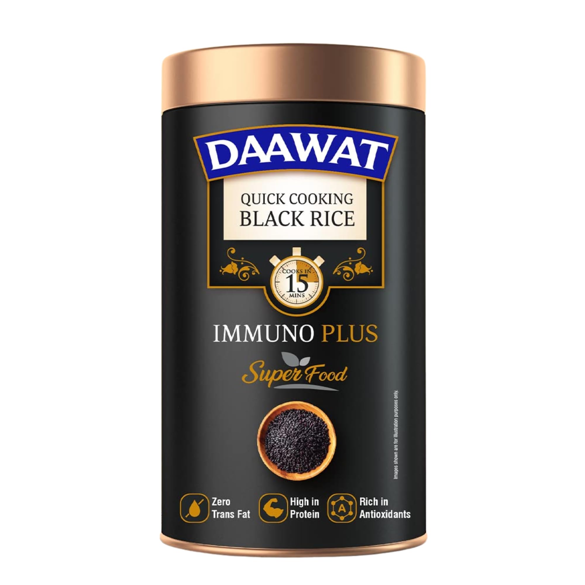 Daawat Black Rice Immuno Plus 1KG Pack - Superfood with High Protein, Rich Antioxidants, Minerals & Low Fat - Whole Grain
