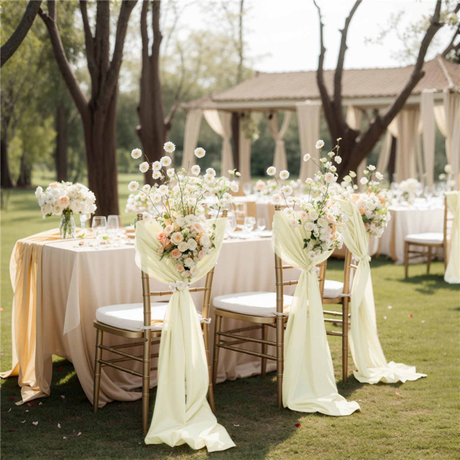 2 Stück Tüll Stuhlschleifen Schleifenband Chiffon Stoff Stuhllehne, 20×250cm Stuhlhussen Dekoband Weisser Tüll Deko Schleife Stuhl für Hochzeit, Kindergarten (10 Set,chihe)