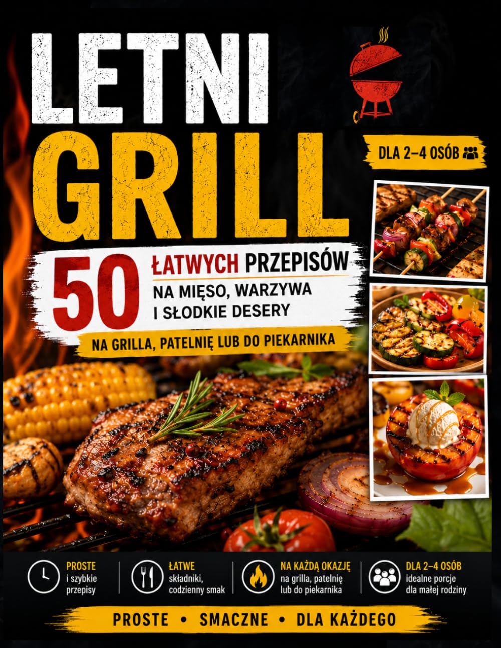 LETNI GRILL: 50 łatwych przepisów na mięso, warzywa i słodkie desery. Na grilla, patelnię lub do piekarnika