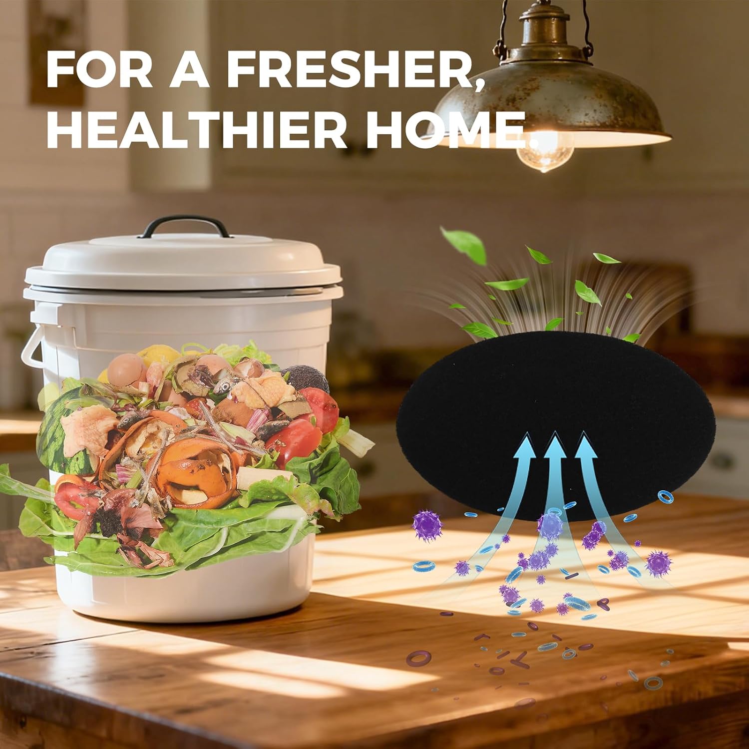 Compost Filters 12-Pack, 7.25 Inch Round Charcoal Filters with Sizing Template for Compost Bin Bucket Countertop Kitchen
