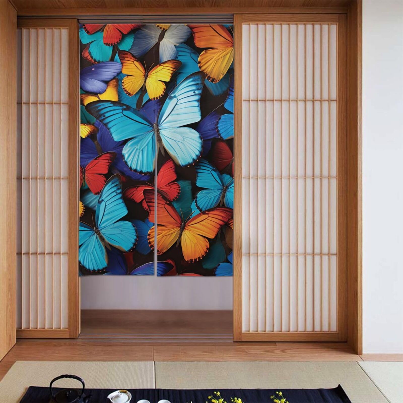 Rideaux de porte motif papillons colorés | Créez un cocon joyeux chez vous