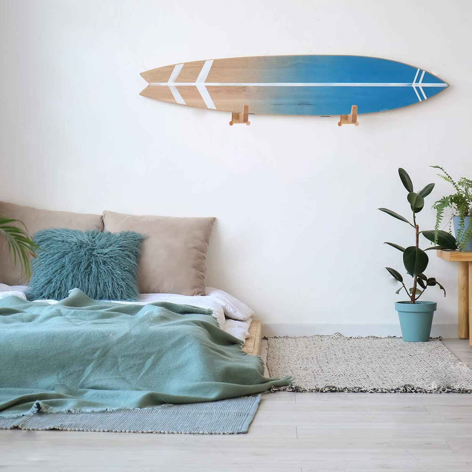 Soporte de pared para tabla de surf, ganchos de madera de haya con pernos M6, almacenamiento vertical para longboard, shortboard, skimboard