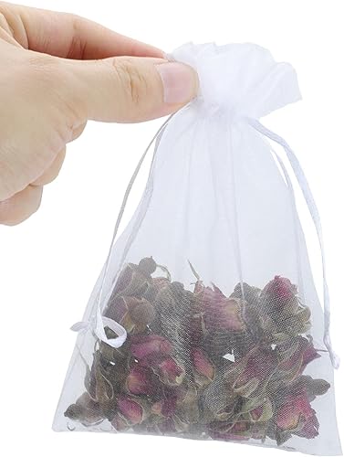 Miniatura 4 de Kslong 100 bolsas pequeñas de malla con cordón de 3 x 4, bolsas de organza transparente con cordón para joyas, bolsas de malla para fiestas de boda