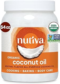 Nutiva Organic Steam-Refined Coconut Oil, 54 Fl Oz, USDA Organic, Non-GMO, Vegan, Keto, Paleo, Neutral Flavor and Aroma fo...