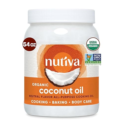 Nutiva Aceite de coco orgánico refinado al vapor 54 onzas líquidas orgánico USDA sin OMG vegano keto paleo sabor neutro y aroma para cocinar e