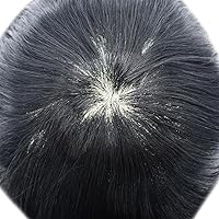 Vista 4 de Toupee para hombres pieza de pelo 0.002 in piel ultra fina para hombre Toupee cabello humano gris sistema de reemplazo para hombres sistema