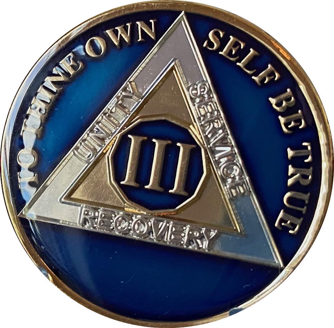 Ranger Industries3 Year AA Medallion Metallic Midnight Blue Sobriety Chip III