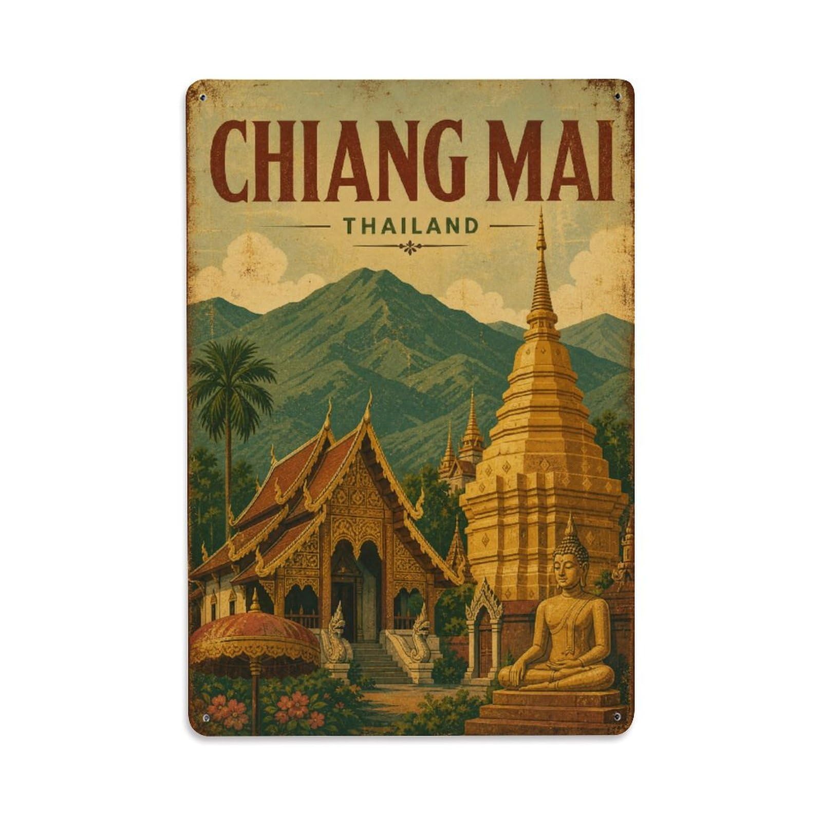 Metal Tin Sign Retro Travel Thailand Chiang Mai