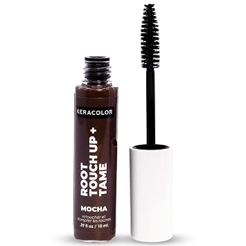 Keracolor Root Touch Up + Tame, Mocha, Temporary Hair Color Wand Covers Roots and Grays, Tames Flyaways, Quick Drying, Brown, .34 oz