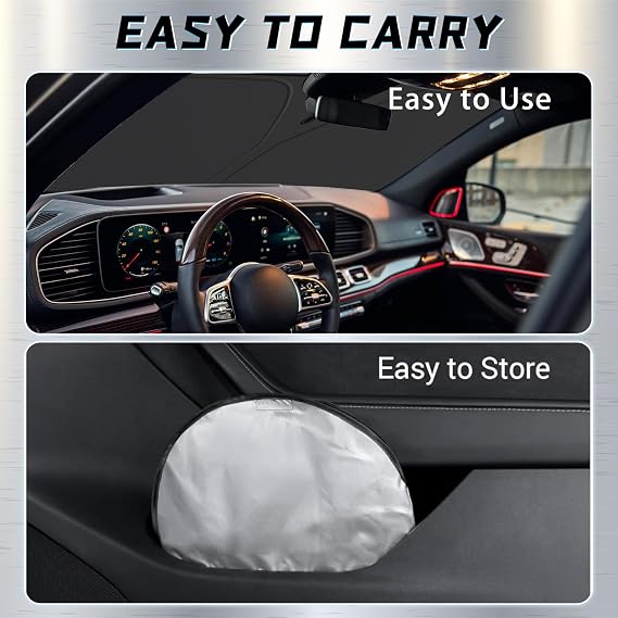 Windshield Sunshade for GMC SEIRRA - 2024 Upgrade Front Car Shades, Foldable Sun Shade Protector Custom Fit 2019-2024 GMC Sierra 1500 2500 3500 SLT, AT4, Denali Pickup Accessories