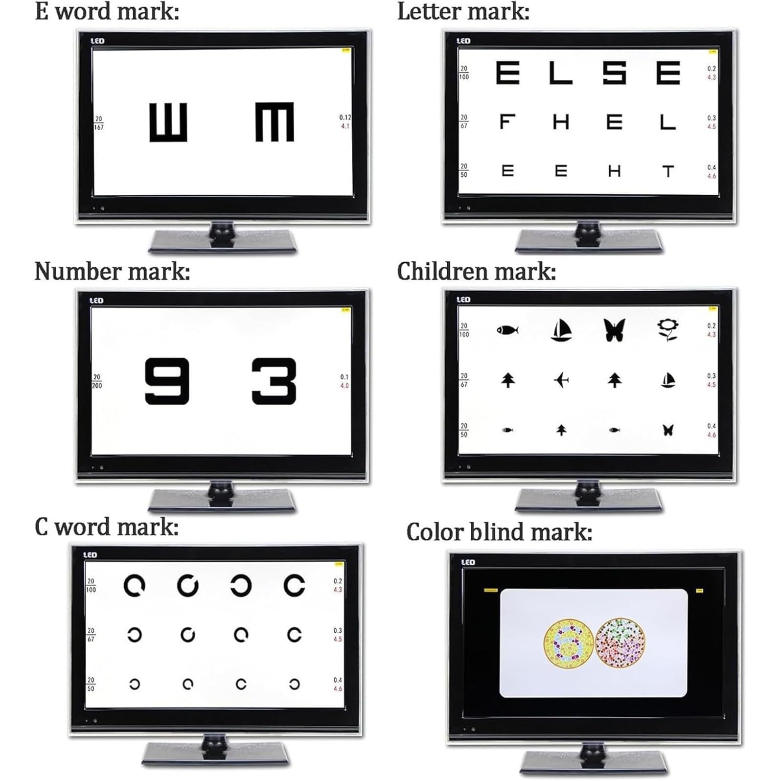Elektronische Optische LCD-Sehtafeln Mit 300 Visuellen Zielen, Digitale Sehtafeln, Optometrie-Tester, Projektor For Die Augenheilkunde Im Krankenhaus, Optometrie-Erkennung In Optischen Geschäften(18.5