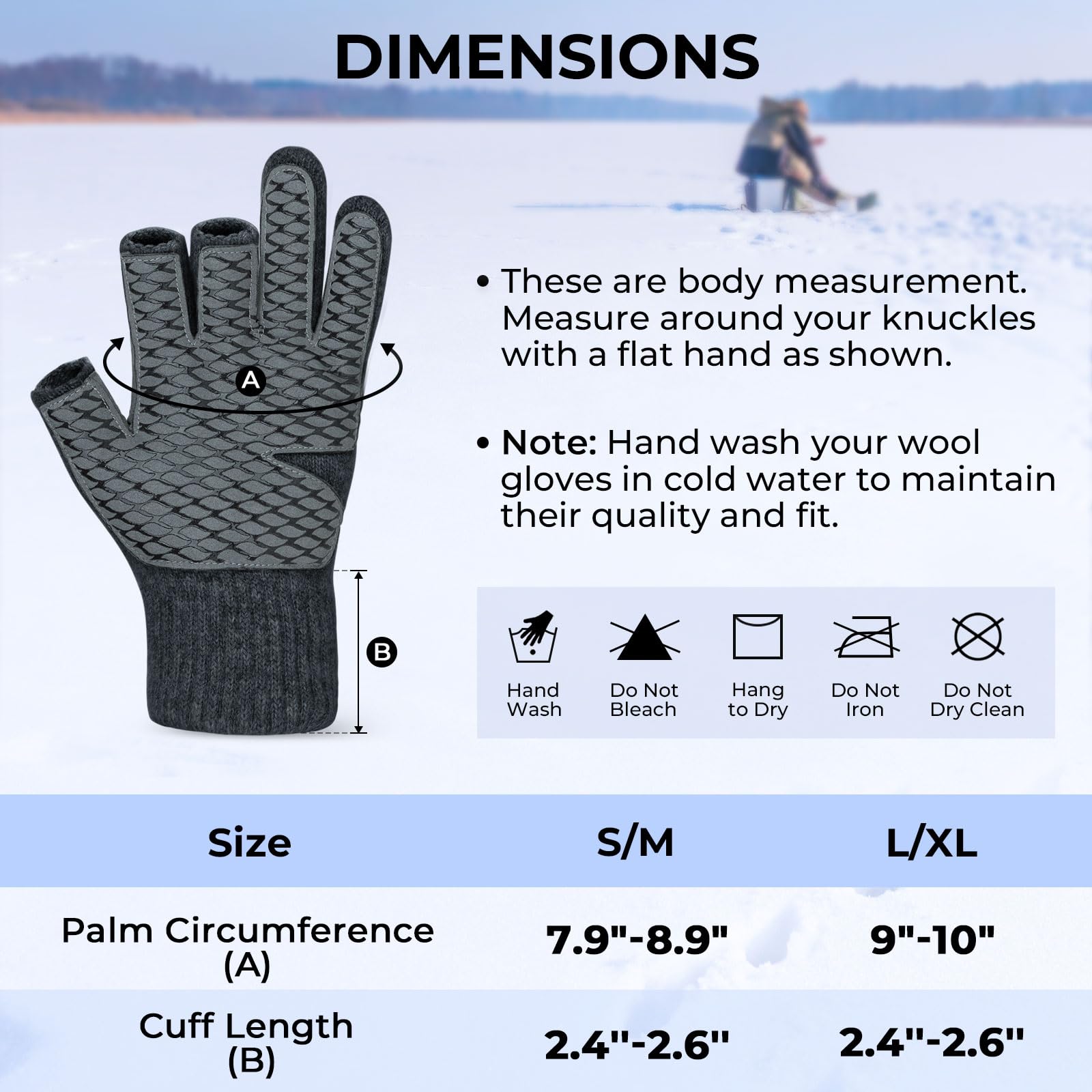 KastKing Bully Wooly 3-Cut Fingerless Wool Fishing Gloves, Cold Weather Warm Winter Gloves for Men & Women, Ice Fishing