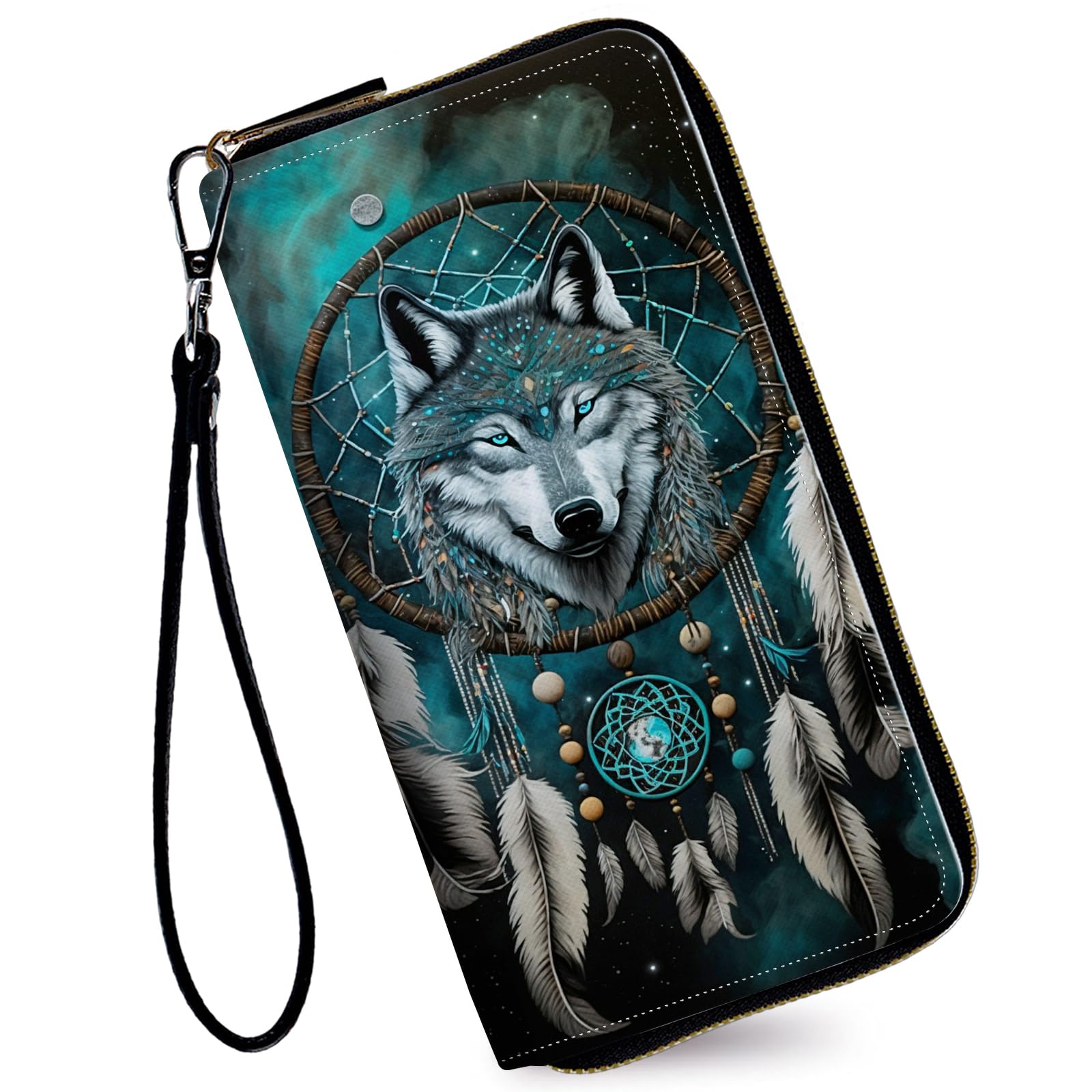 RAUEDWDJS Women's Wallets,Credit Card Holder Money Leather Long Wallet with Wristlet,Large Capacity with Zip-Around Phone Purse for Women Ladies Girls