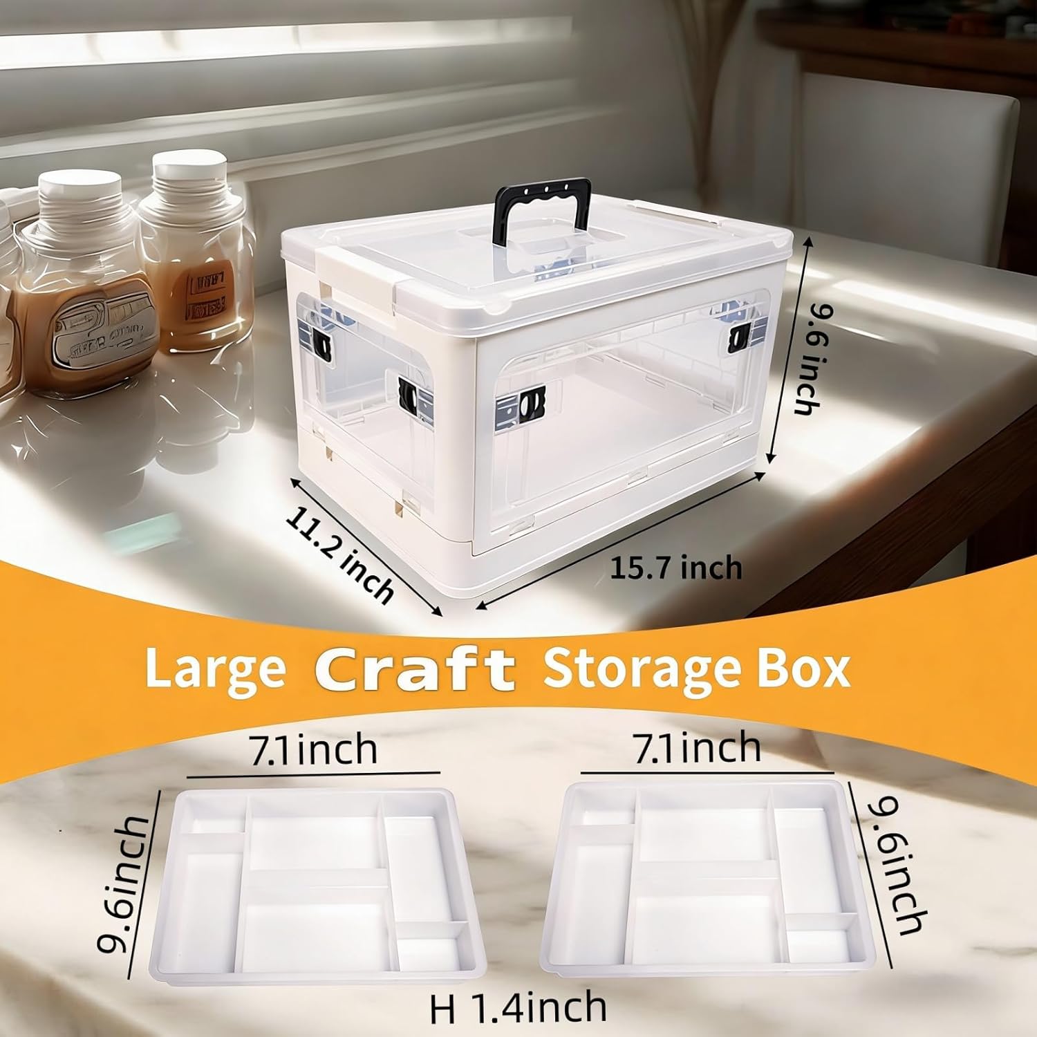 Multifunctional Craft Storage Box | 20 Qt Storage Bins with Lids | Portable Stackable Storage Box & Sewing Box for Playdoh, Art Supplies, Puzzle Organizers and Storage