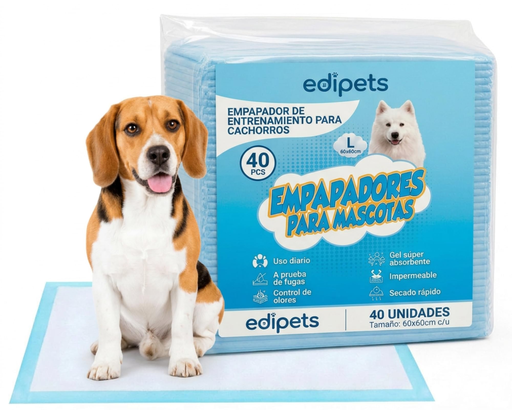 Edipets, Puppy Pads, Dog Training Pads, 60 cm x 60 cm, Absorbent Training Pads, Disposable Toilet Mat for Puppies, Puppy Training Pads
