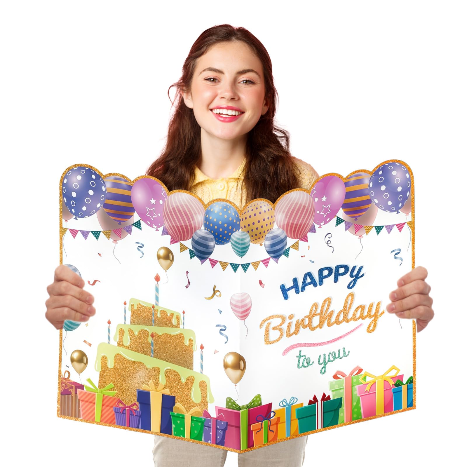 15.7x22 inch Jumbo Birthday Card With Envelope Colorful Birthday Decorations Giant Birthday Guest Book Big Happy Birthday Card Large Greeting Card Gifts Party Guest Book