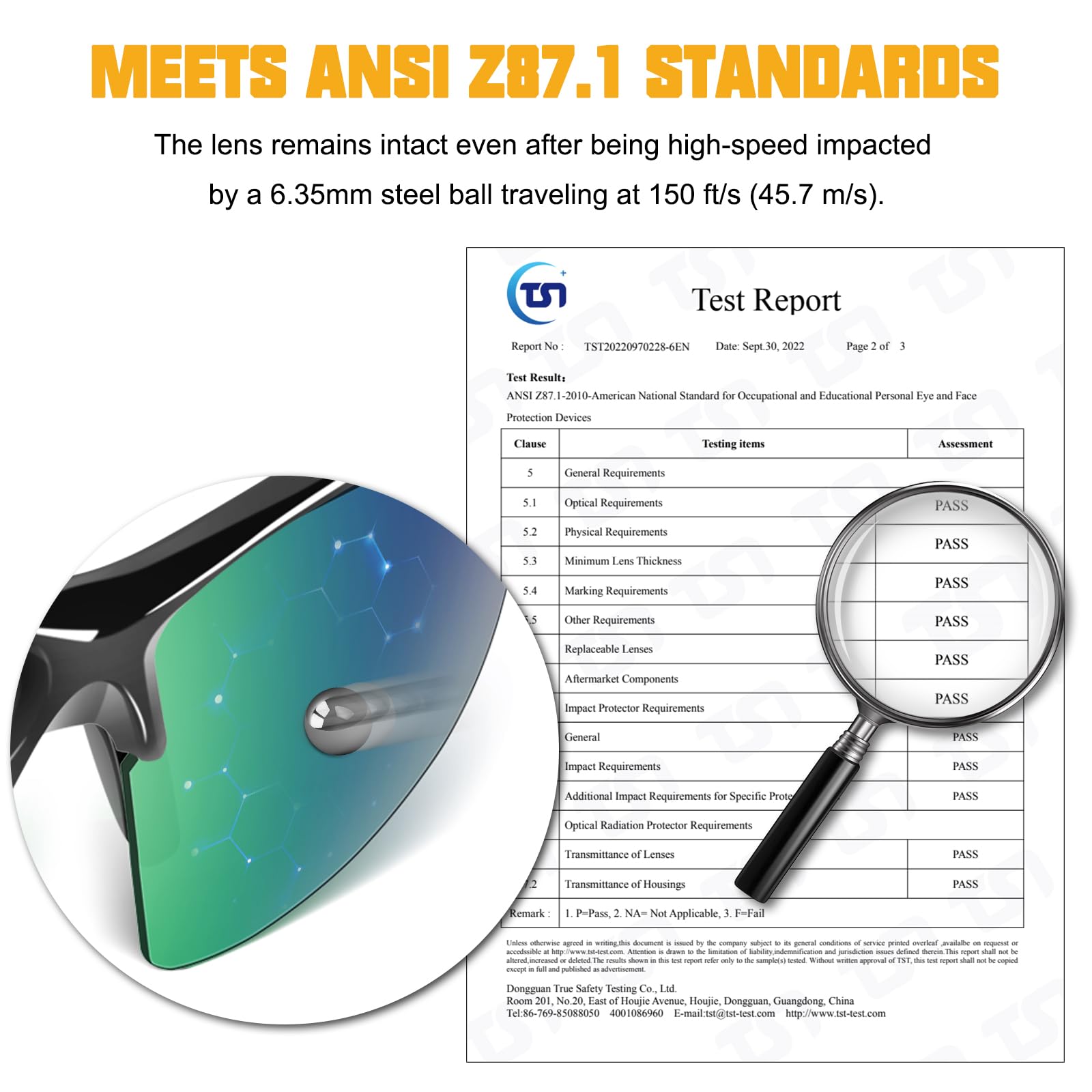 OXG Anteojos de seguridad tintados para hombres y mujeres, ANSI Z87.1, unisex, resistentes a los impactos, gafas protectoras