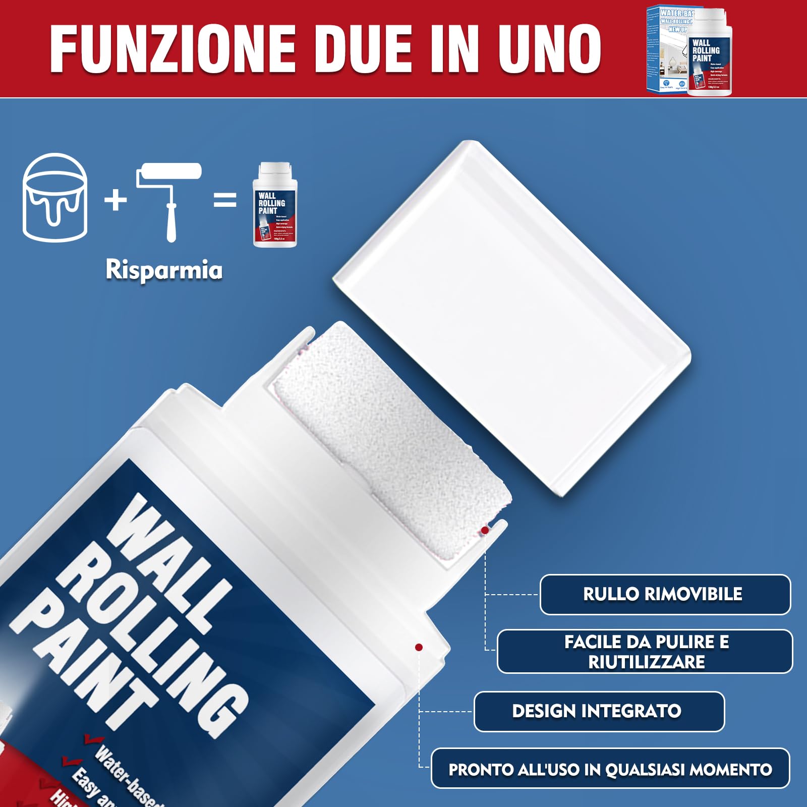 Rullo per Vernice Bianca, vernice bianca muro interno per la riparazione di pareti a base d'acqua ad asciugatura rapida, rullo per pittura bianca portatile per pareti, per macchie e graffi