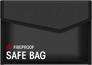 Fireproof Document Bag (2000℉), Non-Itchy Silicone Coated Fiberglass Fire and Water Safe Bag with TPU Zipper&Wider Airtight Velcro, Fireproof Bag Pouch for Valuables,File,Cash and Tablet(28x20cm)