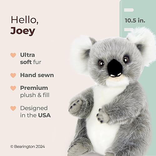 Miniatura 2 de Bearington Lil' Joey Koala Bear: Koala de peluche, ultra suave juguete de peluche de 10.5 pulgadas, fabricado con relleno premium, cara expresiva y