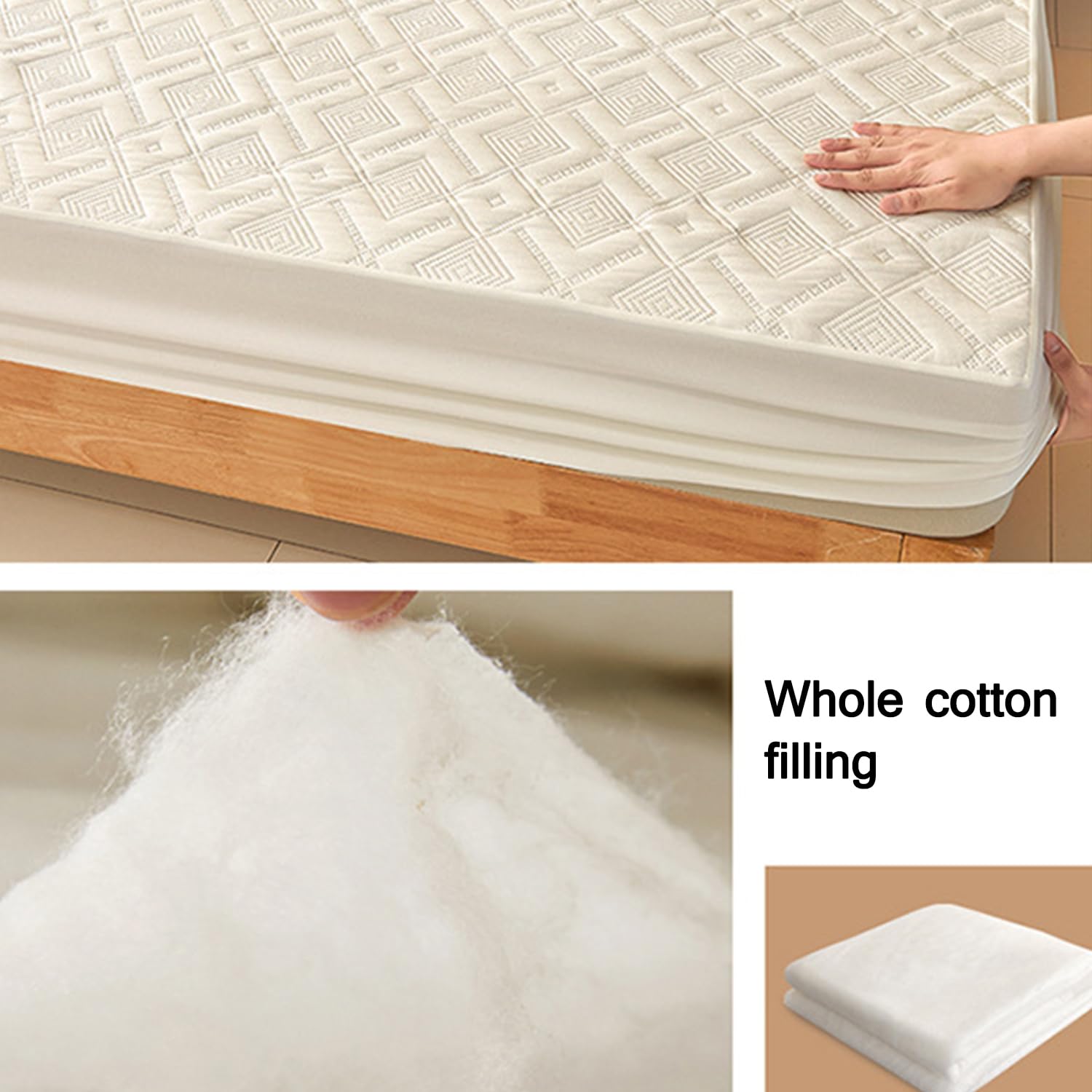 Genérico ColchónFunda de colchón Impermeable tamaño Queen Funda de colchón a Prueba de Polvo y Agradable para la Piel sábana Ajustable de algodón Bolsillos Profundos de 2 a 12 Pulgadas B/Rosa Qu