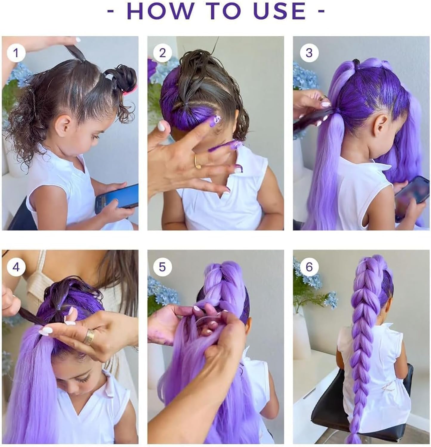Purple Braiding Hair Long Pre Stretched Synthetic Braiding hair Makeup Long DIY Ponytail Hair for Stage Party Halloween Costume Cosplay (Purple,24 Inch) - Image 6