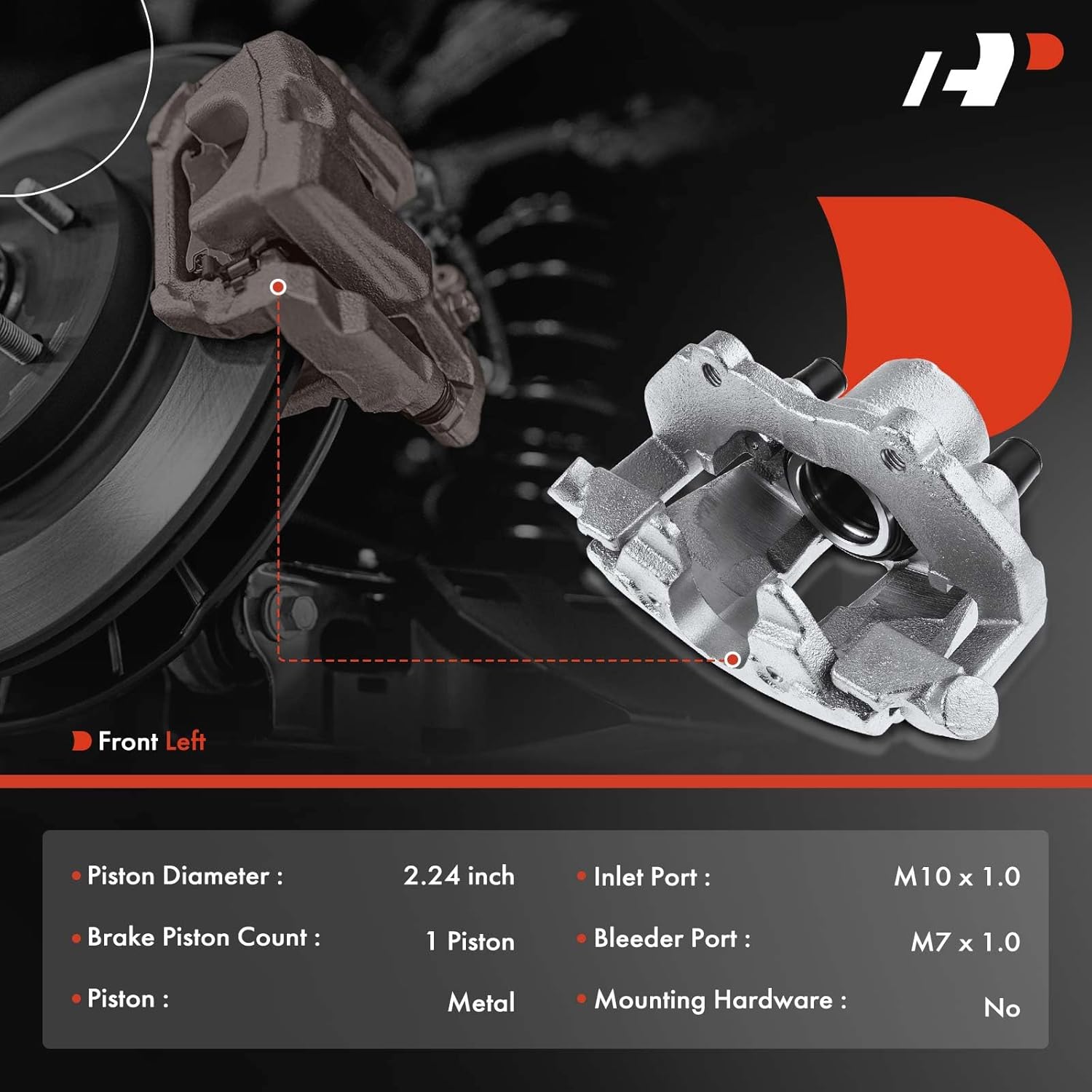 A-Premium Disc Brake Caliper Assembly with Bracket Compatible with Select Mazda and Volvo Models - 3 2004, C30 2008-2013, C70 2006-2013, S40 2004-2011, V50 2005-2010 - Front Left Driver Side