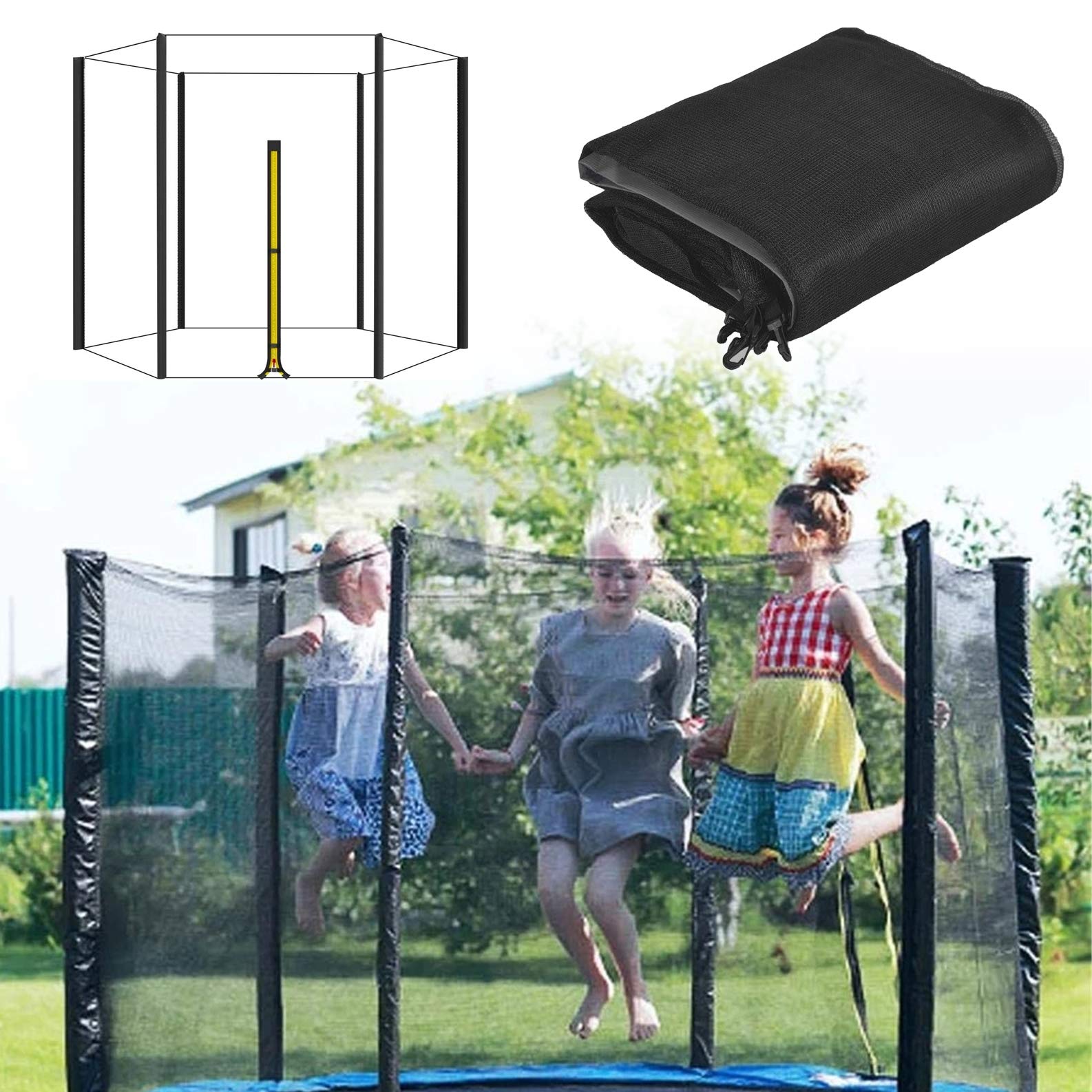 ULTRAPOWER SPORTS Rete Di Sicurezza Per Trampolino 305 Cm 8 Pali, Rete Di Ricambio Per Rotondo Trampolino Da Giardino, Rete Esterna Antistrappo Resistente Ai Raggi UV, Blu Solo Rete Pali Non