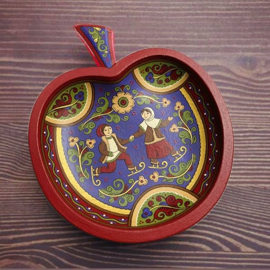 ロシア雑貨☆リンゴ型ミニ飾り皿 appleオーナメント オリガ作 マトリョーシカ ロシア雑貨☆リンゴ型ミニ飾り皿 appleオーナメント オリガ作