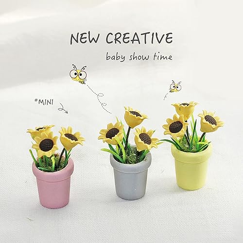 Miniatura 2 de Miniatura Girasol Exquisita Imaginación Cultivo Resina Muñeca Casa Mini Girasol para Gris