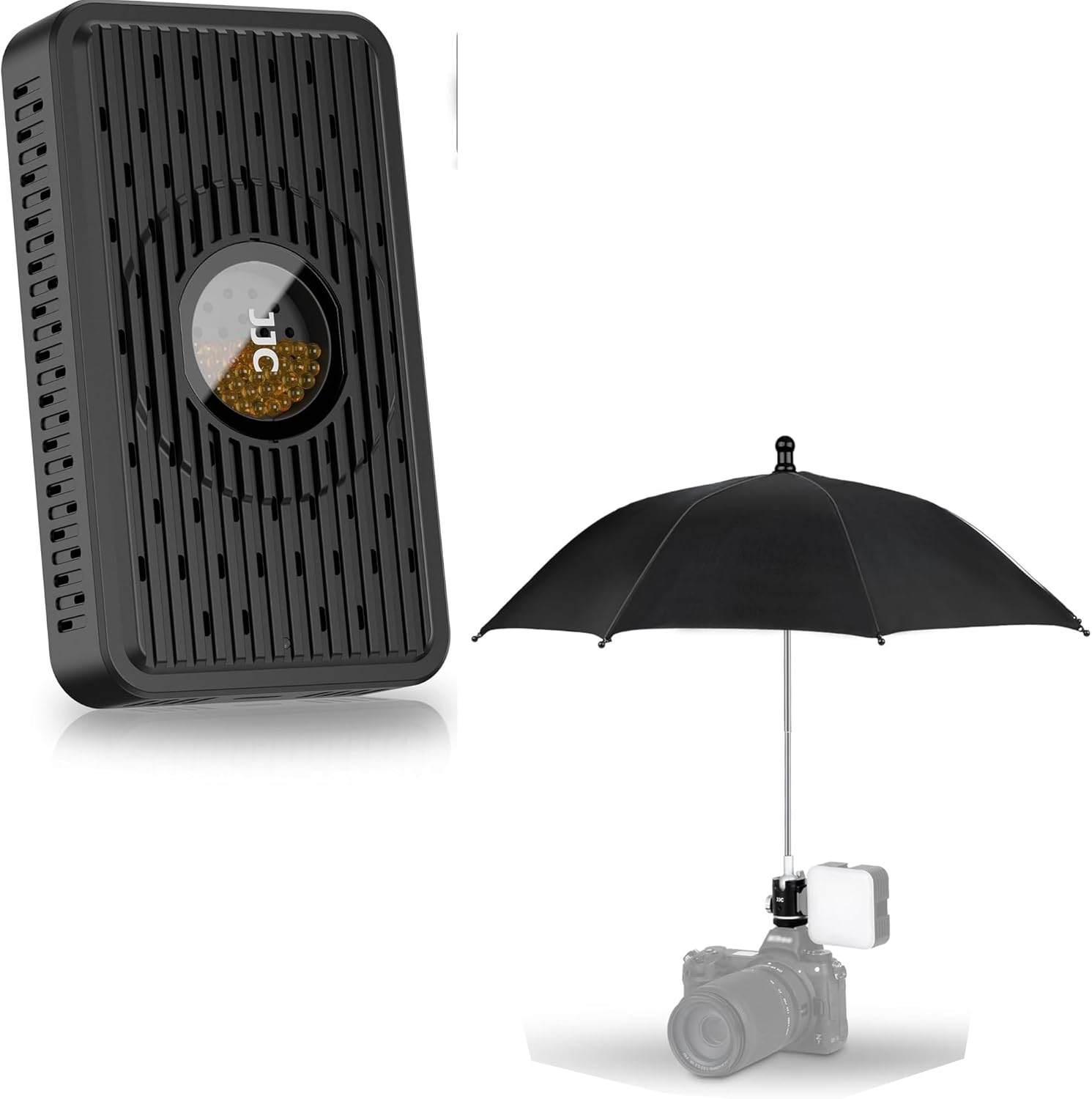 Desiccant Dehumidifier + Camera Hot Shoe Umbrella: Reusable Portable Moisture Humidity Absorber Color Indicating Silica Gel Beads for Gun Safe Camera with Upgrade Rain Umbrella with Cold Shoe Mount