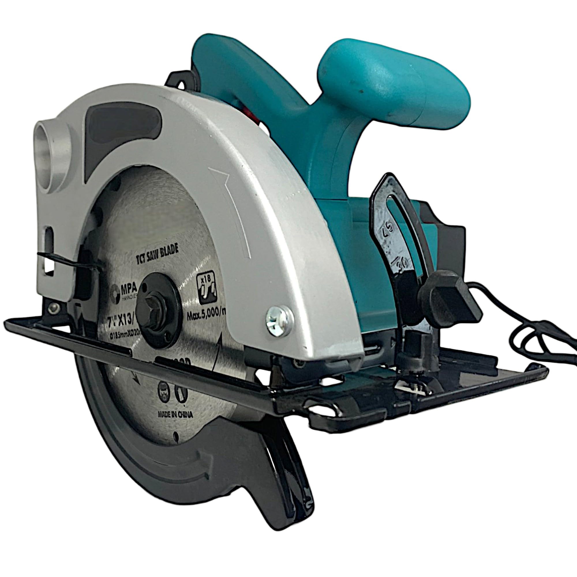 Sega Circolare 185mm 1600W a immersione profondità di Taglio Regolabile 45° (42mm) 90° (65mm) 4500 Giri/min ideale per legno, metallo morbido, piastrelle e PVC