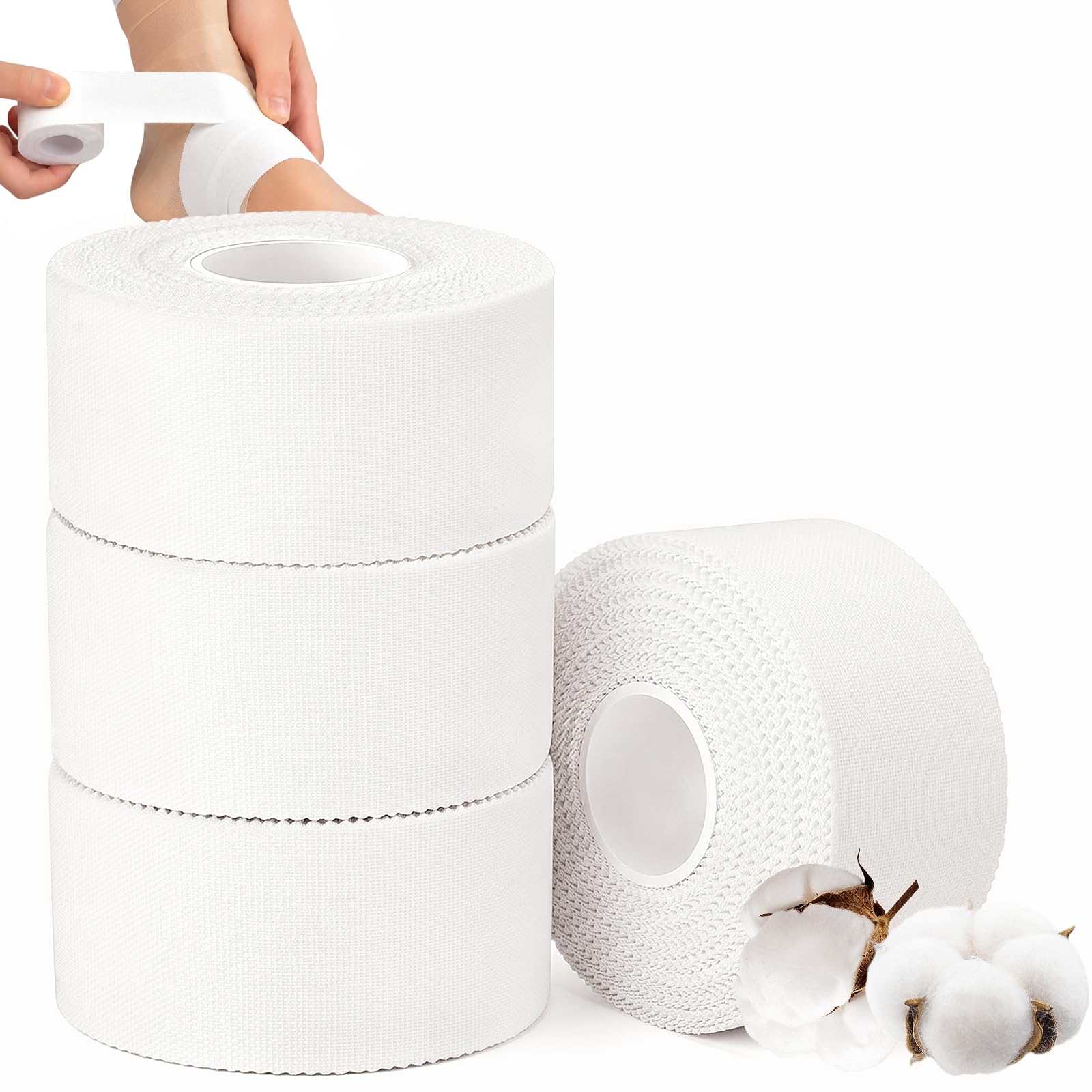 ANAMPION 4 X Cinta Adhesiva Deportiva (3,8cmx9.1M) Sport Tape Hipoalergénica Rasgable Para Vendaje Adhesivo Deportivo, Funcional Y Profesional,Para Balonmano,Fútbol,Voleibol,Escalada,Boxeo