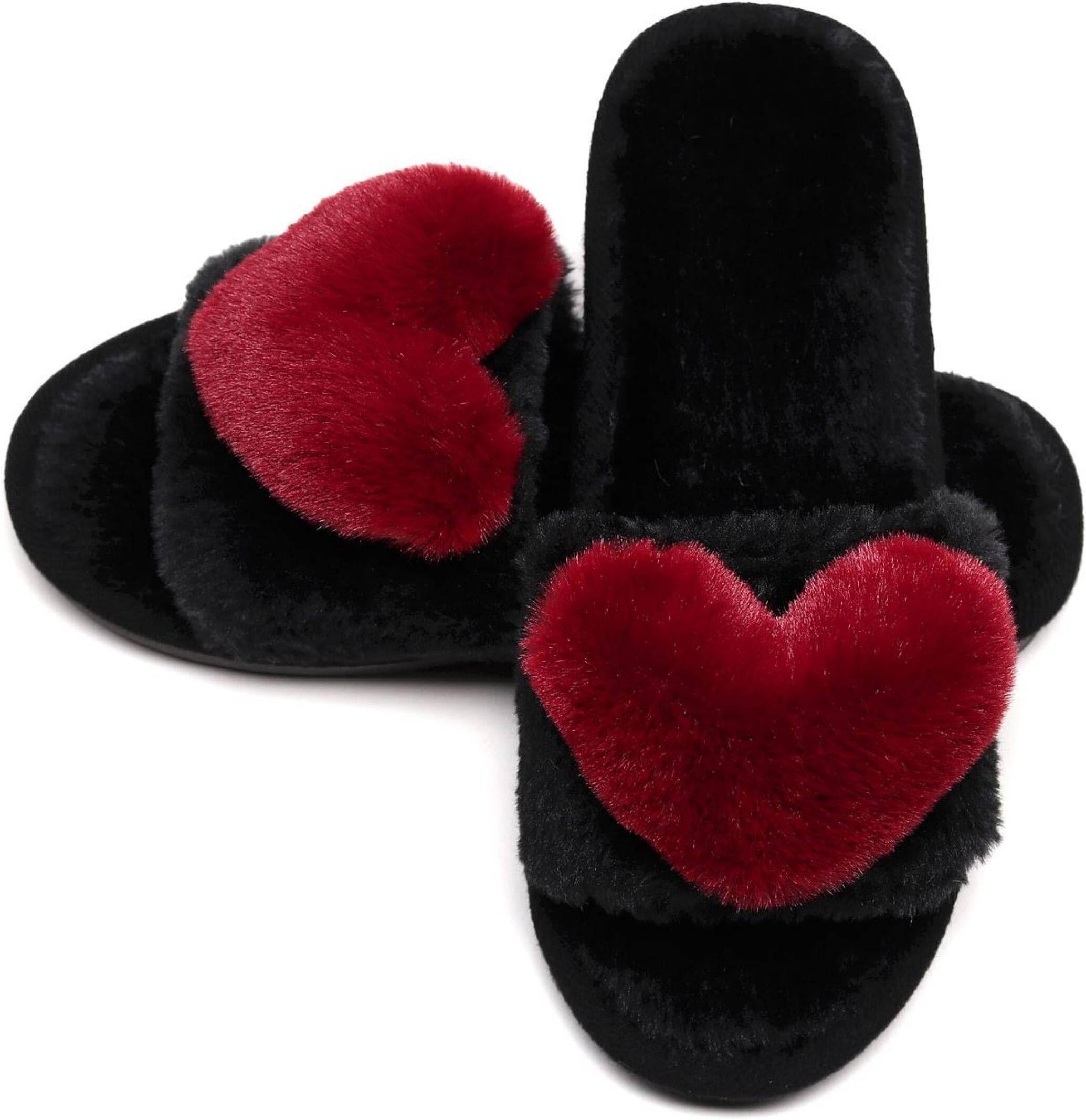 Women's Fuzzy Fluffy Furry Fur Slippers Flip Flop Open Toe Cozy House Sandals Slides Soft Flat Comfy Anti-Slip Spa Indoor Outdoor Slip on